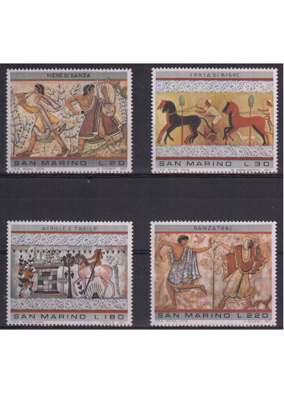 1975  San Marino Arte Etrusca 4 valori nuovi Sassone 931-4